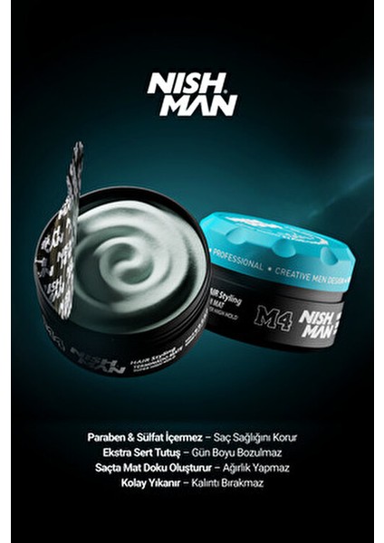 M4 Ultra Sert Mat Görünümlü Saç Şekillendirici Wax 100 ml Tüm Saç Tiplerine Uygun indirimleri