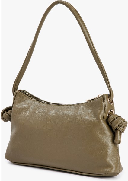 Suni Deri Düğüm Detaylı Fermuarlı Omuz Çantası modelleri