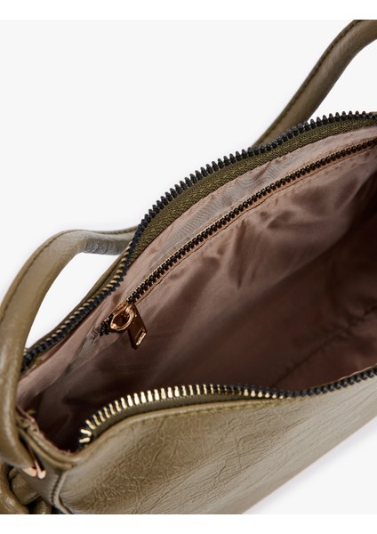 Suni Deri Düğüm Detaylı Fermuarlı Omuz Çantası indirimleri