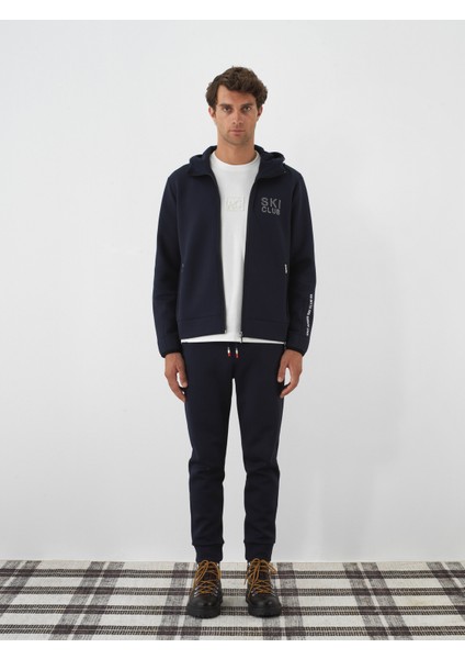 Erkek Lacivert Pamuk Dokulu Slim Fit Sweat Pantolon