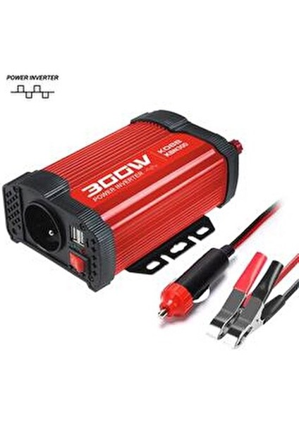 KBN300 12V/220V Dönüştürücü İnvertör 300W Güç ve USB Çıkışı ile Hızlı Şarj indirimleri