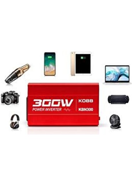 KBN300 12V/220V Dönüştürücü İnvertör 300W Güç ve USB Çıkışı ile Hızlı Şarj