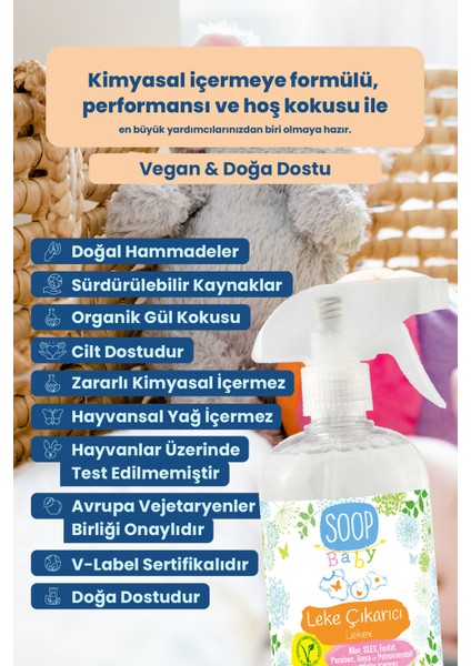 Bebek Leke Çıkarıcı 500 ml | Doğal Ve Vegan Formül | Organik Gül Kokulu | Lekex modelleri