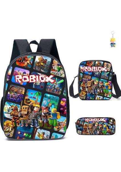 Roblox Öğrenci Okul Çantası Ilkokul ve Ortaokul Öğrencileri Sırt Çantası Üç Parçalı Set (Yurt Dışından)