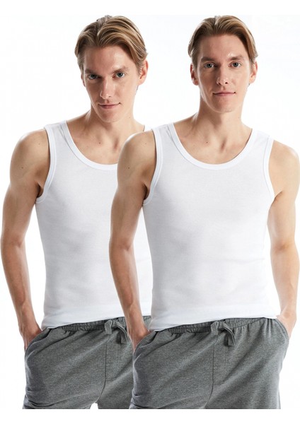 Lc Waıkıkı Beyaz U Yaka Penye Erkek Atlet 2'li