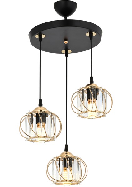 ESSLİGHT AHSEN 3 LÜ SARKIT AVİZE KRİSTAL TAŞLI MODERN DEKORATİF AYDINLATMA fiyatları