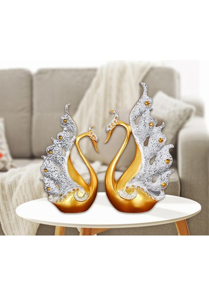 Çift Kuğu Heykel Süsleri Reçine Dekoratif Süsler (Yurt Dışından) fırsatları