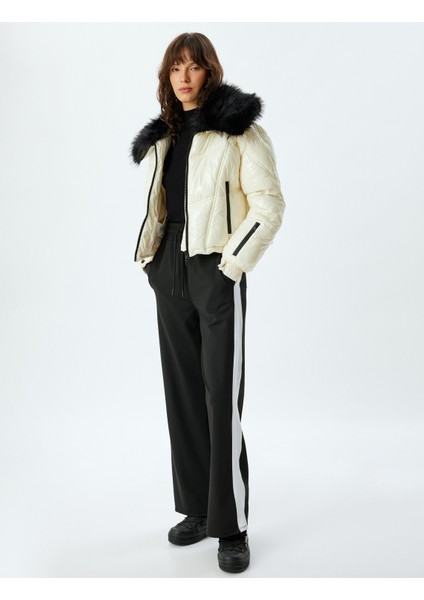 Kayak Montu Çıkarılabilir Kürk Yaka Detaylı Su Itici Cepli Fermuarlı