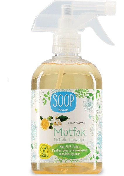 Güçlü Mutfak Temizleyici 500 ml |Doğal, Vegan |Beyaz Limon Koku |Yağ ve kirlerde etkili