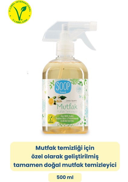 Güçlü Mutfak Temizleyici 500 ml |Doğal, Vegan |Beyaz Limon Koku |Yağ ve kirlerde etkili fırsatları
