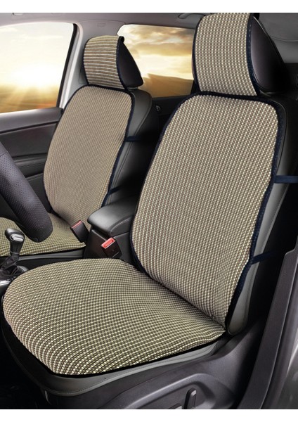 Pamuklu Kumaş Oto Koltuk Minderi Seti - Koltuk Koruma Kılıfı (Ön&arka Set) Model 1 Kahve Siyah
