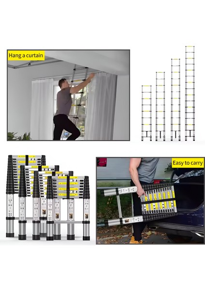 Teleskopik Alüminyum Merdiven 3.2m | 150 kg | EN131 Sertifikalı | Sürgülü Uzayan Merdiven fiyatları