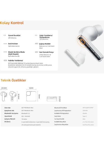 T31 Melobuds Neo Enc 4 Mikrofon Dijital Güç Göstergesi Bluetooth 5.3 Kablosuz Kulaklık indirimleri