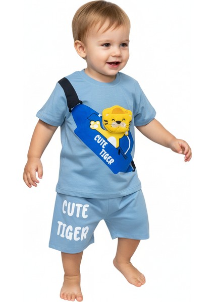 Erkek Çocuk Kaplan Baskılı Yazlık Takım – 3D Kaplan Detaylı