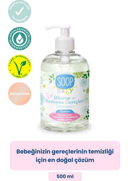 Bebek Biberon ve Beslenme Gereçleri Temizleyici 2 x 500 ml | Bitkisel Sabun Bazlı | Hipoalerjenik