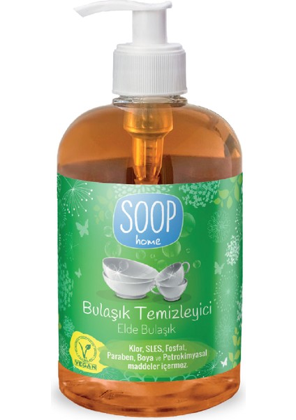 Soop Elde Bulaşık Deterjanı 500 ml | Bitkisel Kökenli | Limon Kokulu