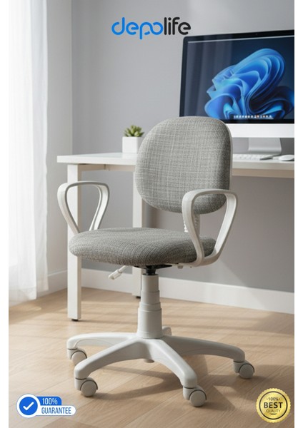 Ev Ofis Sekreter Personel Çalışma Sandalyesi Beyaz Büro Personel Çalışma Koltuğu