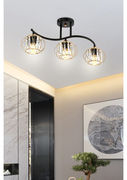 ESSLİGHT AREN 3 LÜ SIRALI KRİSTAL TAŞLI MODERN DEKORATİF AYDINLATMA