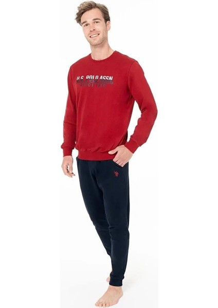 Erkek Bordo Renk Uzun Kollu Bisiklet Yaka Lastikli Paça Pijama Takımı C8T2N981 fiyatları