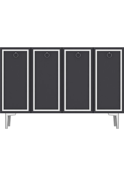 Wollydh (KM120) Konsol,çok Amaçlı Dolap, Ayakkabılık,kahve Köşesi,kitaplık,tv Sehpası Antrasit-Gümüş modelleri