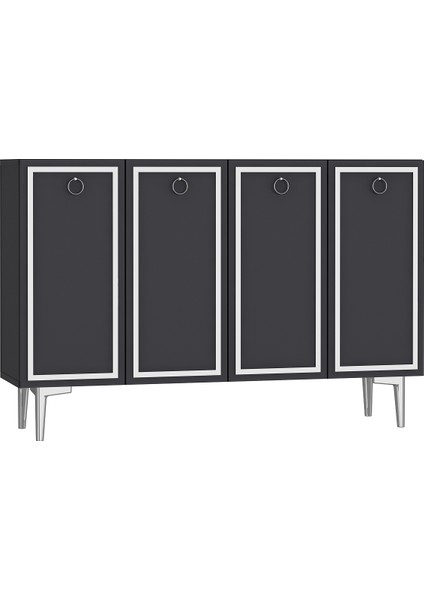 Wollydh (KM120) Konsol,çok Amaçlı Dolap, Ayakkabılık,kahve Köşesi,kitaplık,tv Sehpası Antrasit-Gümüş fırsatları