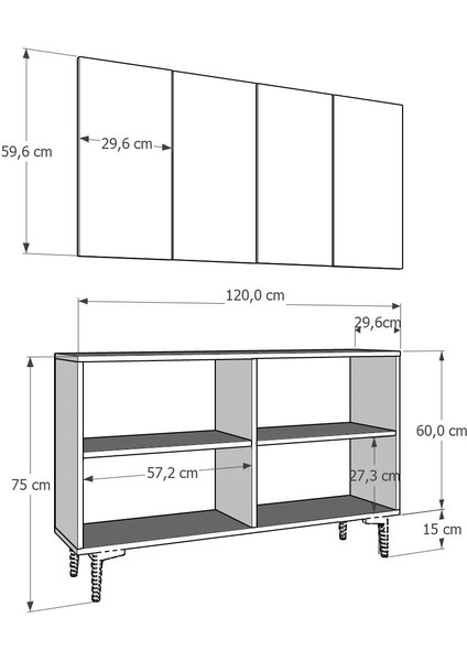 Wollydh (KM120) Konsol,çok Amaçlı Dolap, Ayakkabılık,kahve Köşesi,kitaplık,tv Sehpası Antrasit-Gümüş