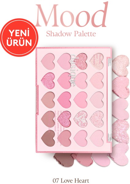 Mat ve Işıltılı Tonlardan Oluşan 20 Renkli Far Paleti Dasıque Mood Shadow Palette (07 Love Heart)