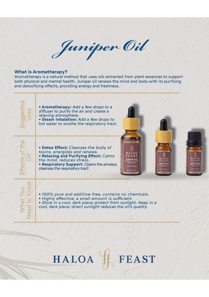 HALOA FEAST Ardıç Yağı - Juniper Essential Oil 10 ml 0,3fl.oz Akışlı Kapak modelleri