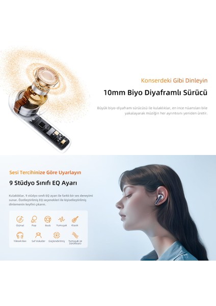 T31 Melobuds Neo Enc 4 Mikrofon Dijital Güç Göstergesi Bluetooth 5.3 Kablosuz Kulaklık Mavi