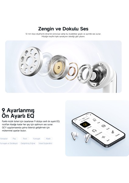 Ht12 Melobuds N50 Anc 6 Mikrofonlu Bluetooth 5.4 Kulaklık Beyaz modelleri