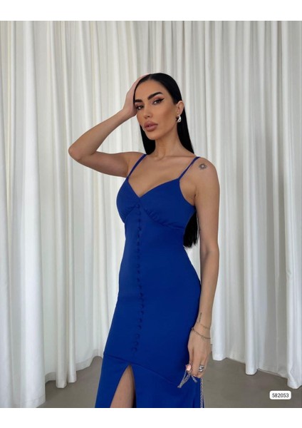 Ithal Krep Kumaş Ince Askılı Düğme Detay Elbise 582053 Saks fiyatları