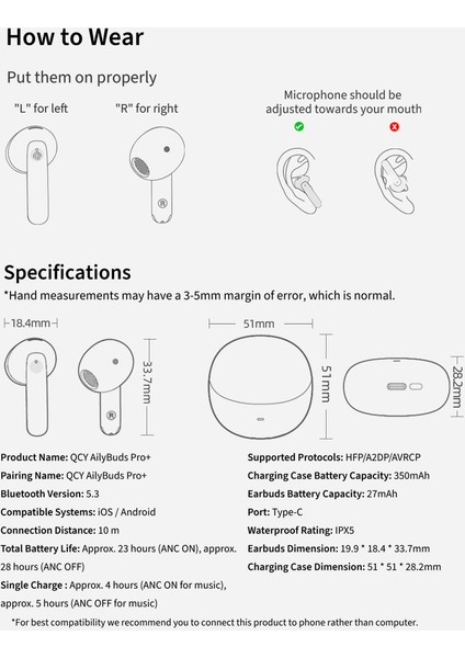 HT10 Ailybuds Pro Adaptif Anc Aı 6 Mikrofon Bluetooth 5.3 Kablosuz Kulaklık