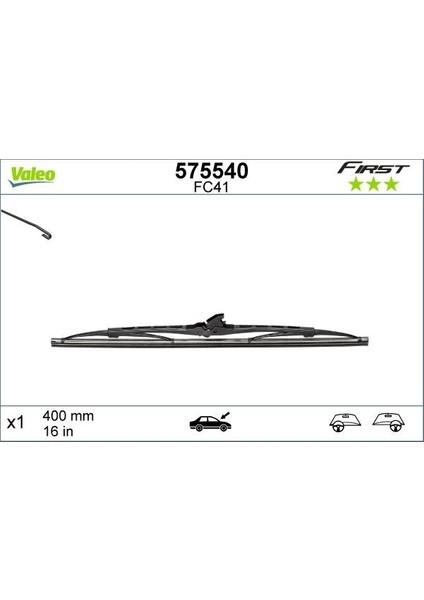 575540 - Arka Silecek Süpürgesi 400MM Normal Tip First Üniversal