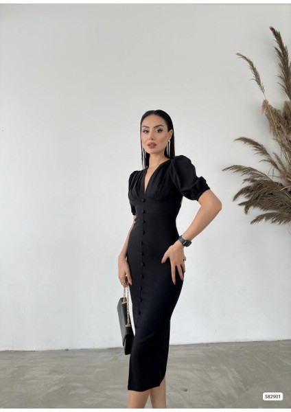 Scuba Krep Elbise 582901 Siyah indirimleri