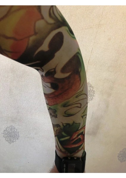 Çift Kol Giyilebilir Dövme Ateş Tribal Desenler Tattoo Sleeve