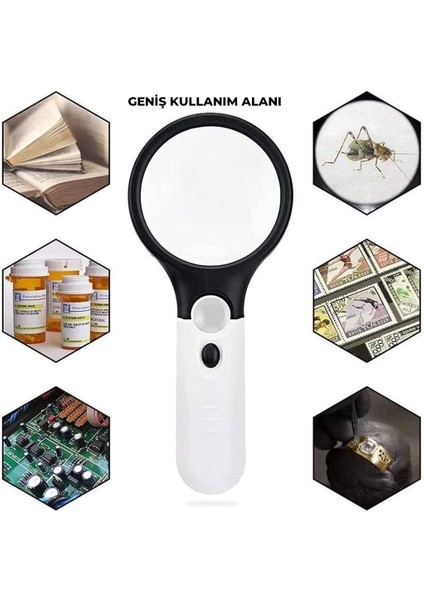 Taşınabilir 3 Ledli 2 Lensli Büyüteç 45X22MM 3X75MM 6902AB indirimleri