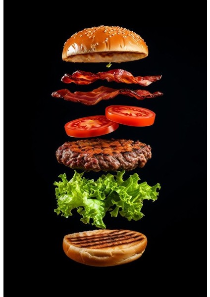Kat Kat Hamburger V1 Ev Duvar Salon Güzellik Salonu Ofis Dükkan Dekarasyon Kanvas Tablo fiyatları