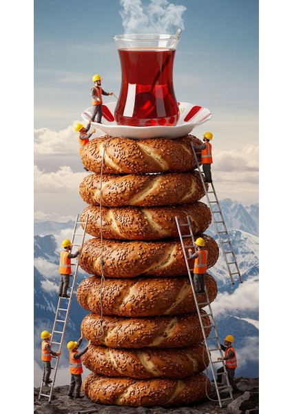 Bir Takım Simit Çay Işleri V1 :)) Ev Duvar Salon Güzellik Salonu Ofis Dükkan Dekarasyon Kanvas Tablo fiyatları