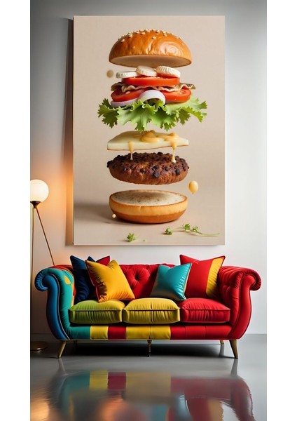 Hamburger Katları V1 Ev Duvar Salon Güzellik Salonu Ofis Dükkan Dekarasyon Kanvas Tablo