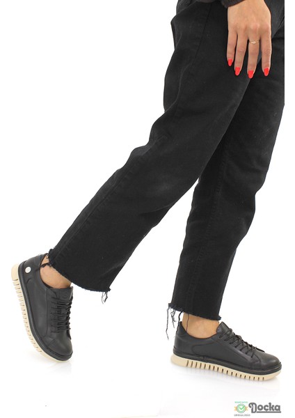 Mammimia Kadın Hakiki Deri Ortopedik Spor Tarz Lastik Bağcıklı Günlük Ayakkabı M26/KA165