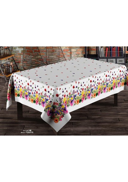 Dertsiz Canlı Renkli Masaörtüsü Dijital Baskı Leke Tutmaz Masa Örtüsü