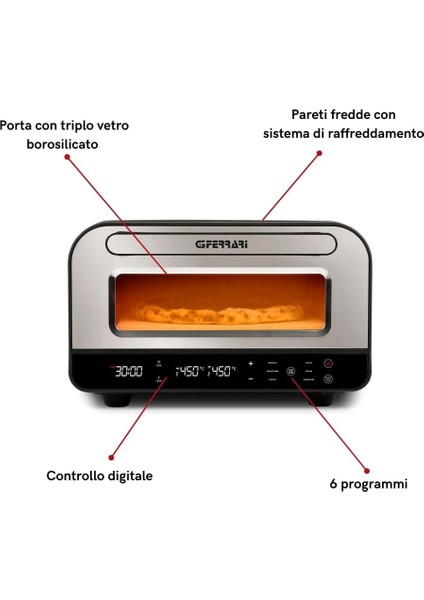 Pizza Pro 2 Minuti G10204 | 450 °c, 2 Dakika Pişirme, 6 Program & Şamot Taşlı Pizza Fırını modelleri