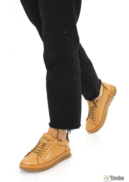 Mammimia Kadın Hakiki Deri Ortopedik Spor Tarz Lastik Bağcıklı Günlük Ayakkabı M26/KA165