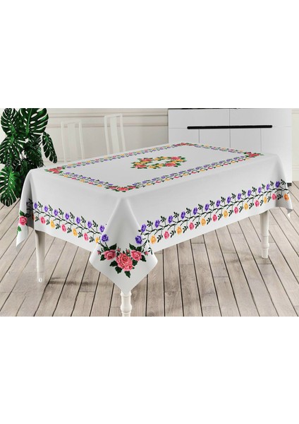 Dertsiz Canlı Renkli Masaörtüsü Dijital Baskı Leke Tutmaz Masa Örtüsü