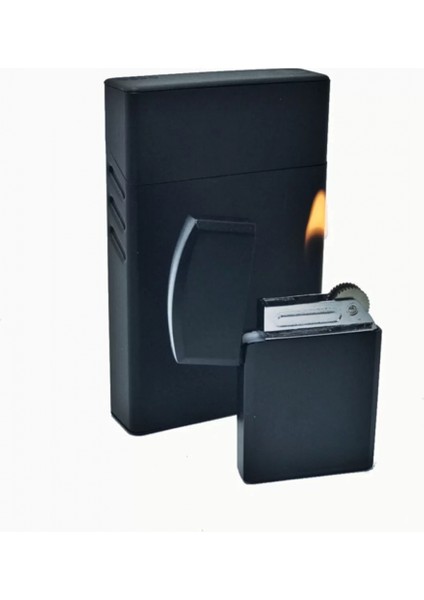 Metal Slim Kısa Saklama Kutusu Zippo Modeli Çakmak Set