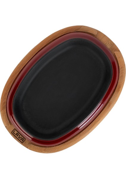 Döküm Oval Fajita Tabağı Kayın Servis Ahşabı Ölçü 12X19CM.-BORDO modelleri