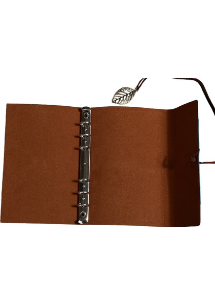 Vintage Yaprak Motifli Pu Deri Defter – 80 Sayfa Çizgisiz Günlük, 18.5X12.5 Cm, Yaprak Şeklinde Metal Kapatmalı Retro Ajanda & Not Defteri, Seyahat Defteri, Travel Journal