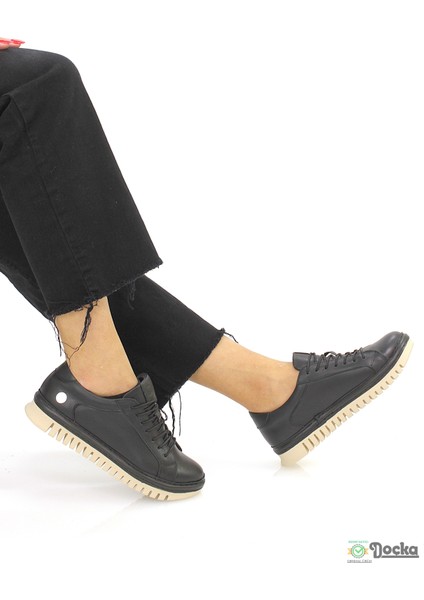 Mammimia Kadın Hakiki Deri Ortopedik Spor Tarz Lastik Bağcıklı Günlük Ayakkabı M26/KA165