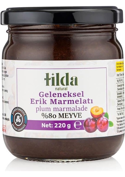 Şeker Ilavesiz Erik Marmelatı (%80 Meyve)– 220 gr