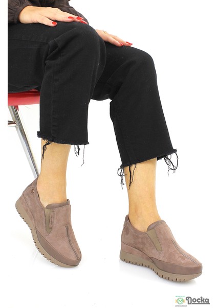 Mammimia Kadın Dolgu Topuk Klasik Hakiki Deri Ortopedik Günlük Ayakkabı M26/KA3680